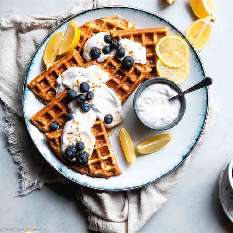 Blueberry Greek Yogurt Waffles