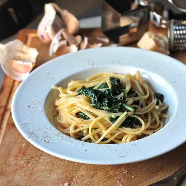 Spinach Carbonara Linguini 