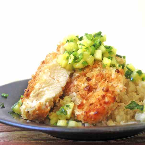 Macadamia Chicken with Pineapple Salsa