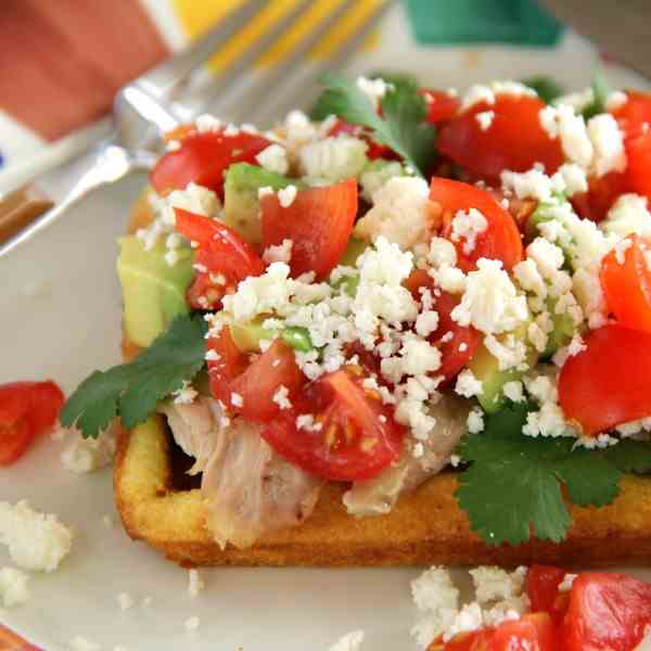 Cornbread Waffle with Chicken & Avocado