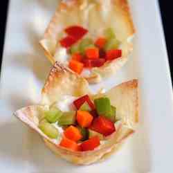 Veggie Pizza Wonton Cup Appetizers