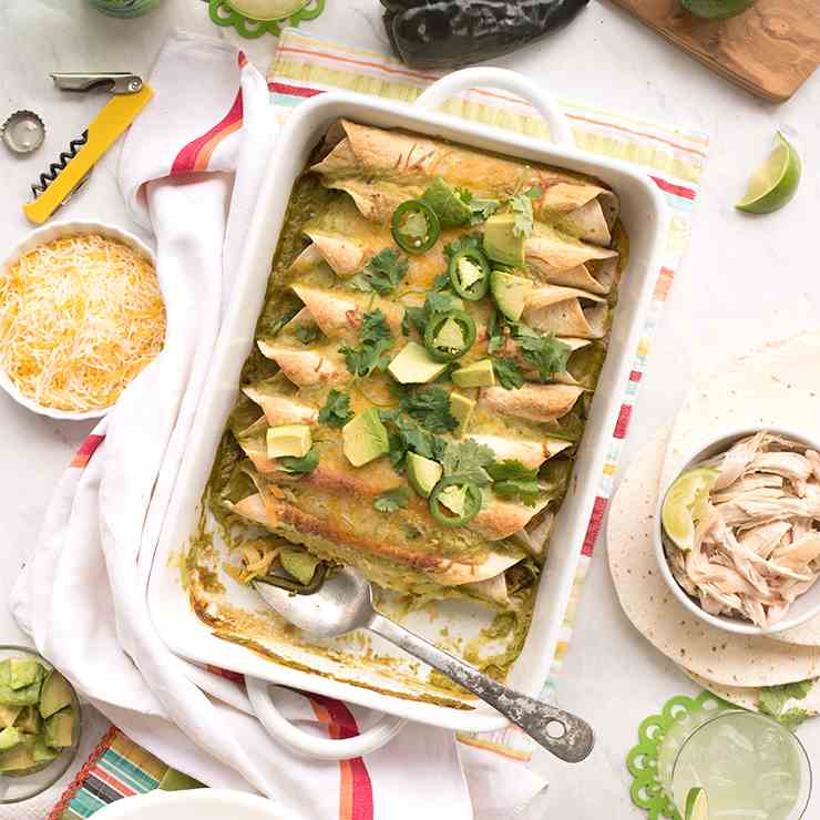 Poblano Sour Cream Chicken Enchiladas