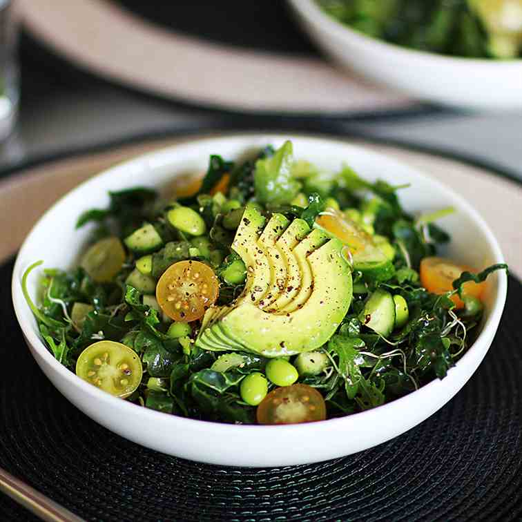 Edamame Salad w Black Kale and Avo