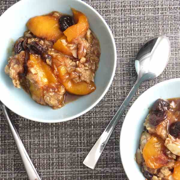 peach cherry almond crisp