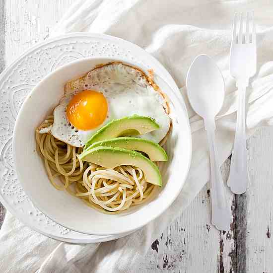 Avocado with Pasta, Egg - Ginger