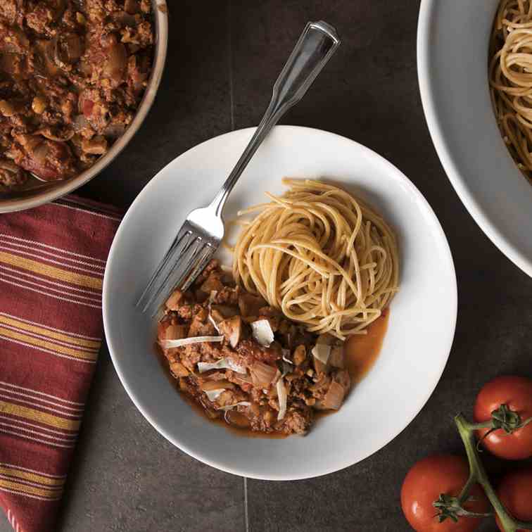 Mushroom, Turkey, and Walnut Bolognese