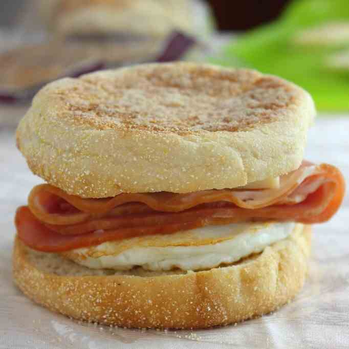 Ham, Pepper Jack Cheese Breakfast Sandwich