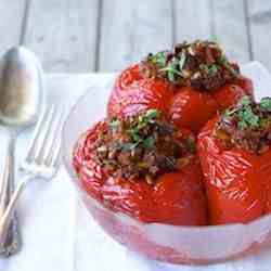Greek-style vegan stuffed peppers