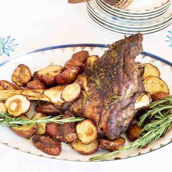 Roast Leg Of Lamb With Potatoes  