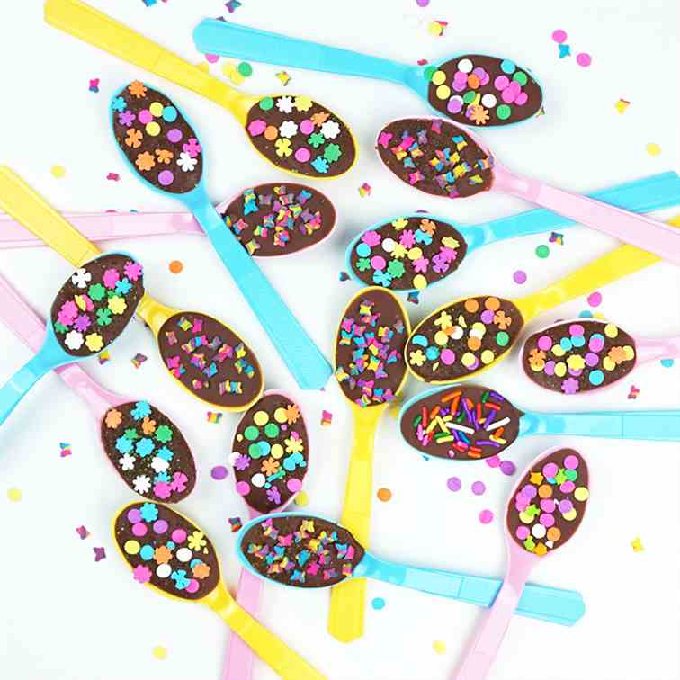 Sprinkled chocolate spoons