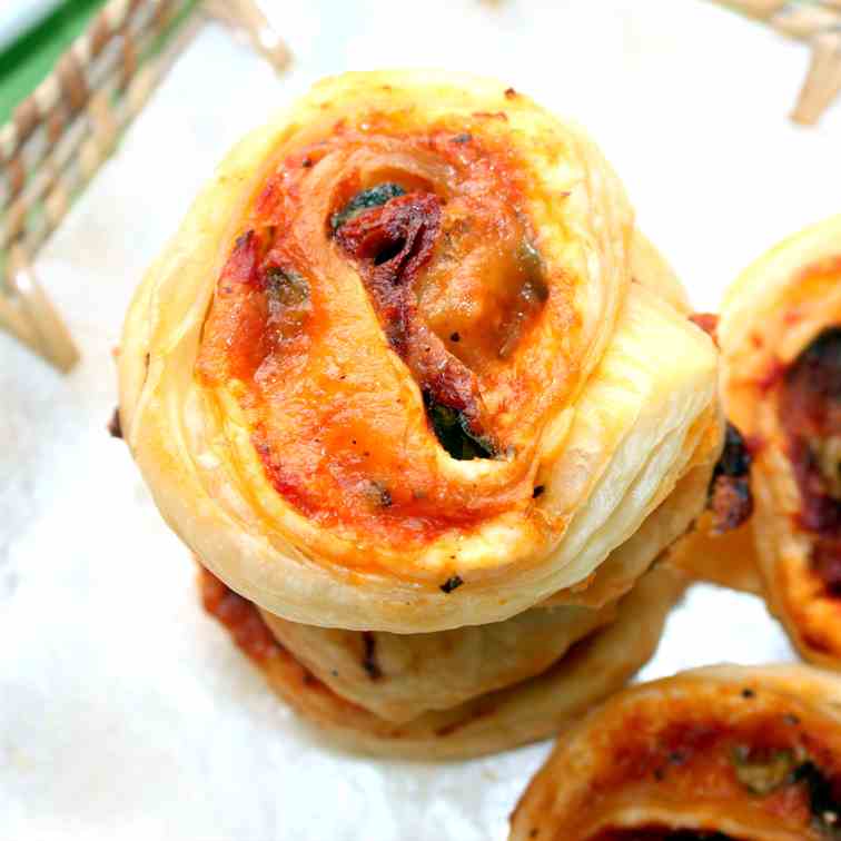 Tomato-Cheese Puff pastry Pinwheels