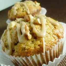 Banana Walnut Muffins with Maple Glaze