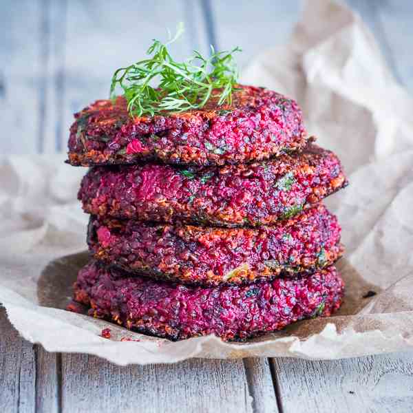 Beet and Goat Cheese Quinoa Patties