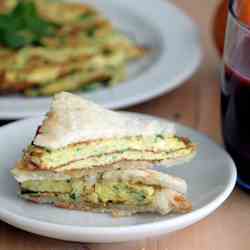 Zucchini omelette sandwich