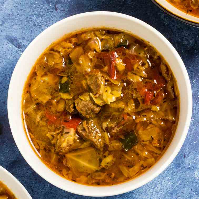 Vegetable beef soup with cabbage