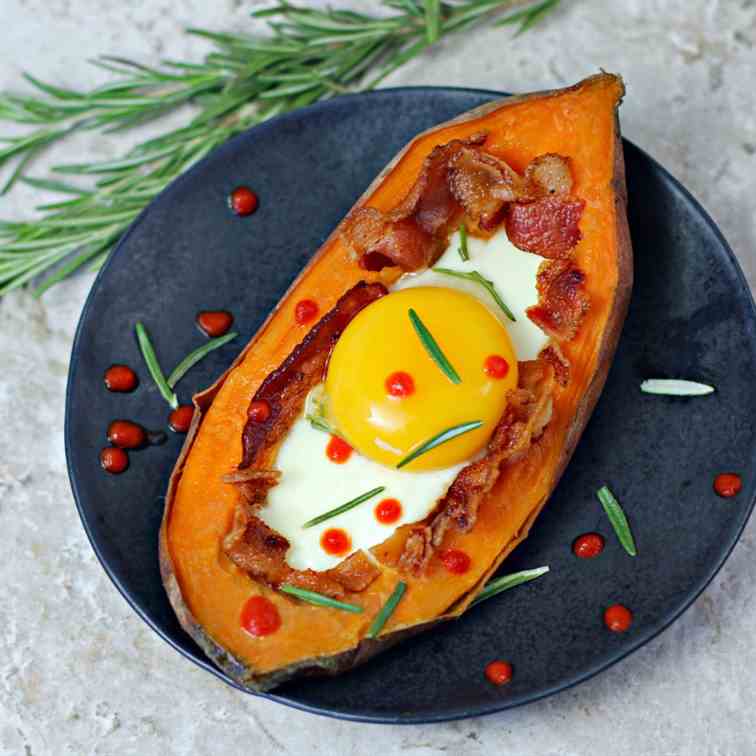 Bacon Egg Stuffed Sweet Potato