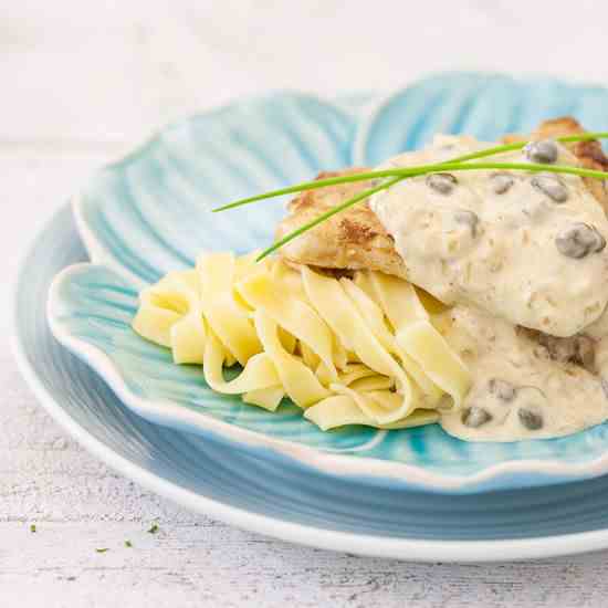 Cod with creamy caper sauce