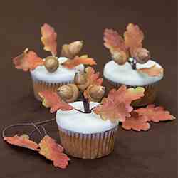 Apple Cider Cupcakes with Acorns and Oak L