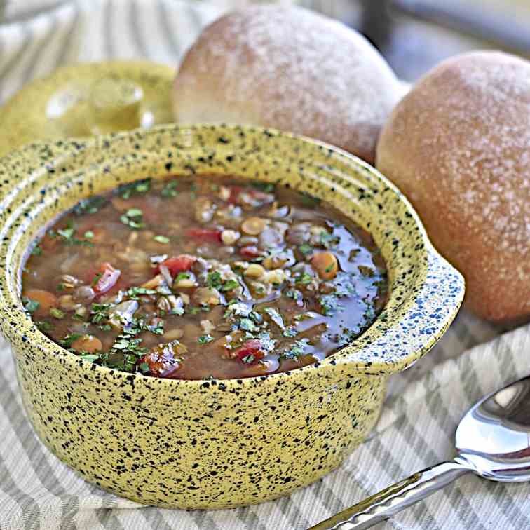 Lentil soup with cherry tomatoes
