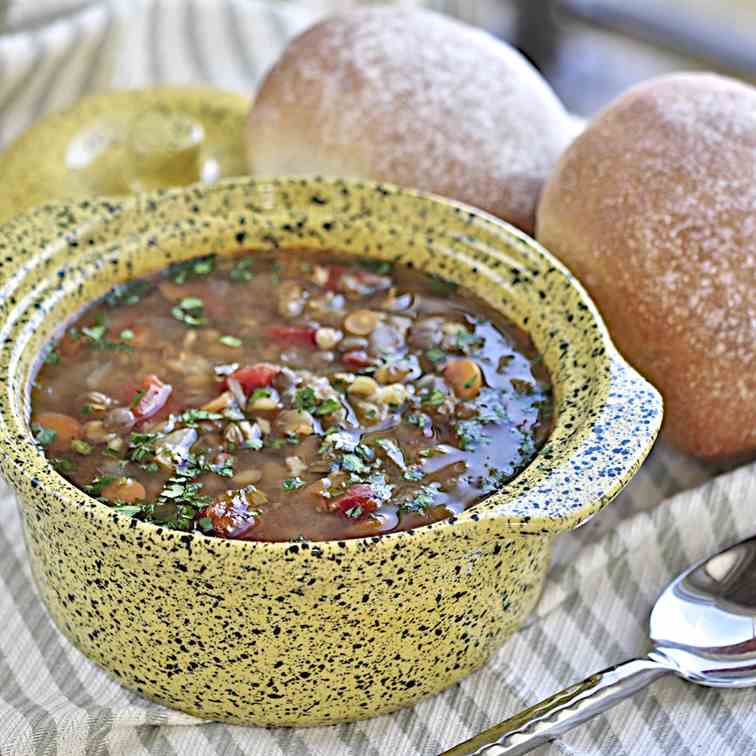Lentil soup with cherry tomatoes