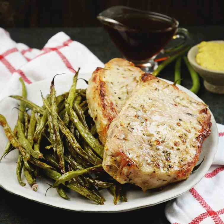 Sheet Pan Pork Chops with Green Beans