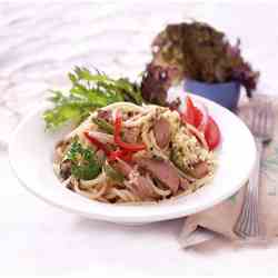 Spaghetti with Tuna & Bell Peppers