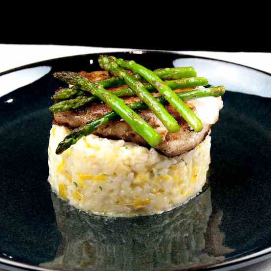 Pan-Fried Cod with Leek Risotto