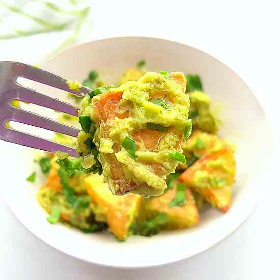 Roasted Potato Salad w-Avocado Dressing