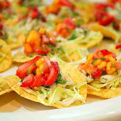 Crab Tostadas w/Strawberry & Mango Salsa