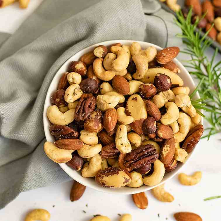 Easy Rosemary Savory Spiced Nuts
