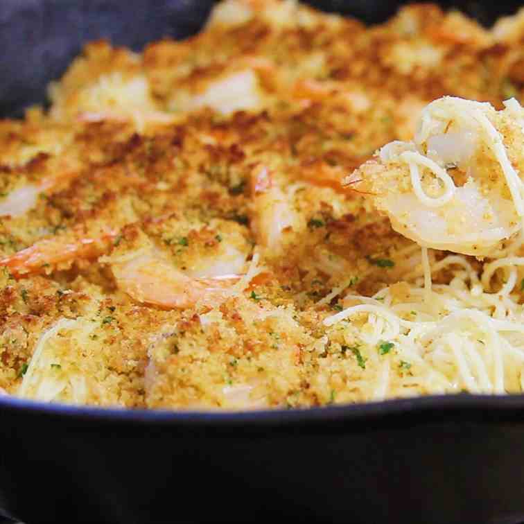 Parmesan Crusted Shrimp Scampi w- Pasta