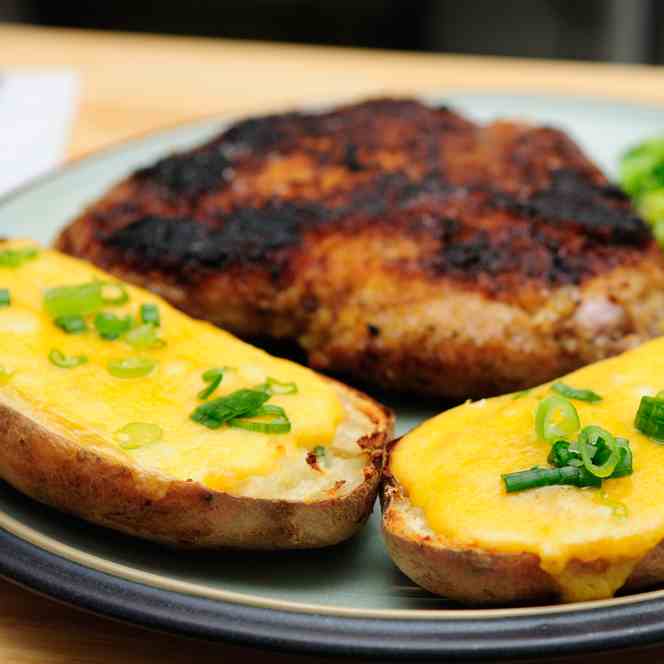 Date Night Pork Chops - Twice Baked Potato