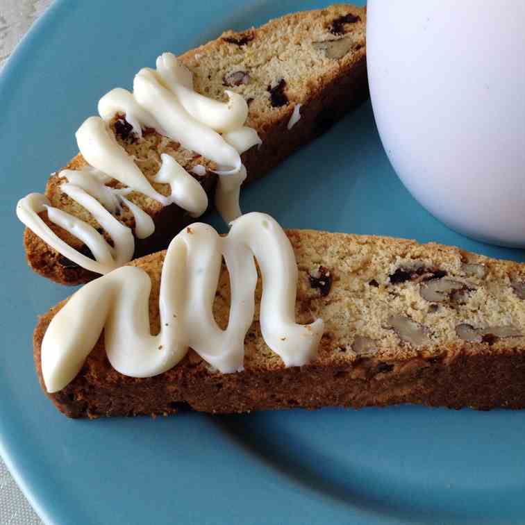 Cranberry & Pecan Biscotti with White Choc