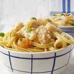 Shrimp Pasta with Parmesan Cheese Sauce