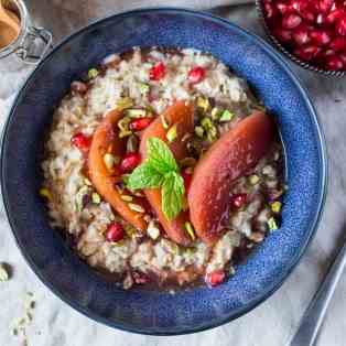 Autumn porridge with poached quince