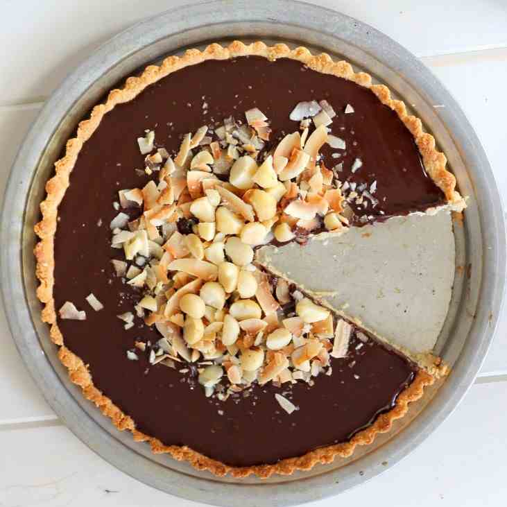 Chocolate, Coconut & Macadamia Tart