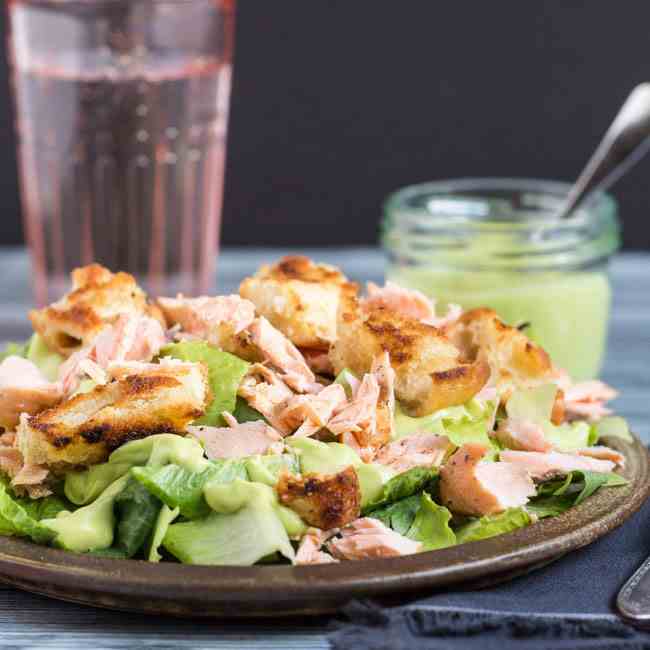 Leftover Salmon Caesar Salad