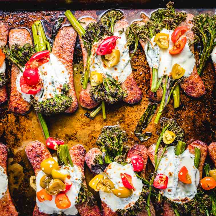 Broccolini And Sausage Sheet Pan Dinner