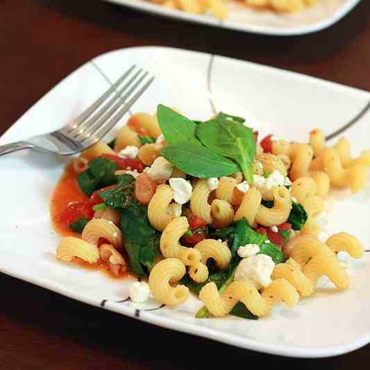 Pasta with Feta, Tomatoes, & White Beans