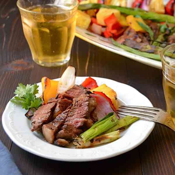 easy marinated rib-eye and veg