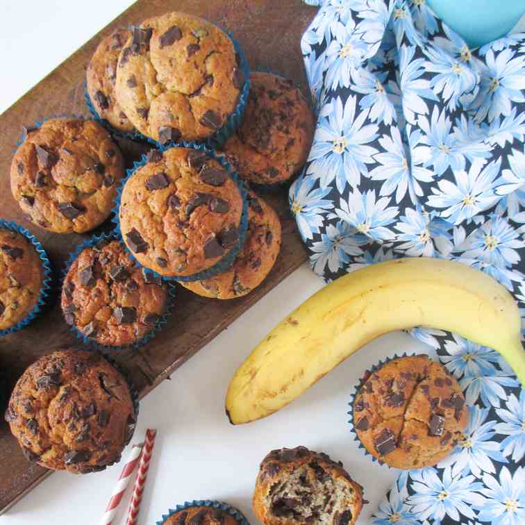 Banana peanut butter chocolate muffins