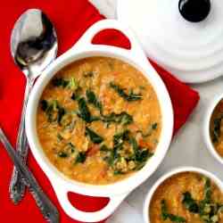 Creamy Red Lentil and Kale Soup