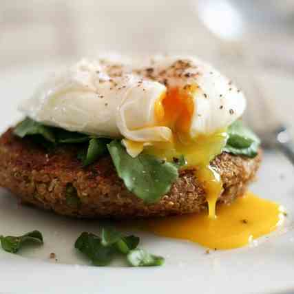 Quinoa Cakes and Poached Eggs