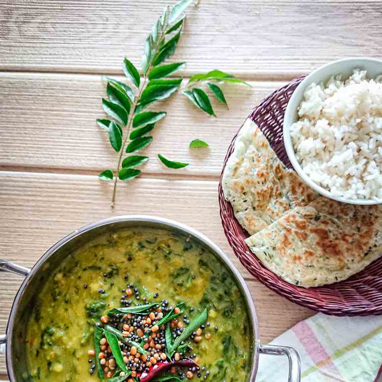 easy lentil curry (dal) with spinach