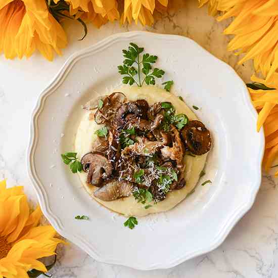 EASY Oven Polenta and Mushrooms