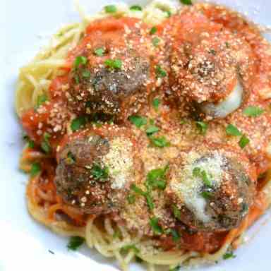Spaghetti With Stuffed Meatballs