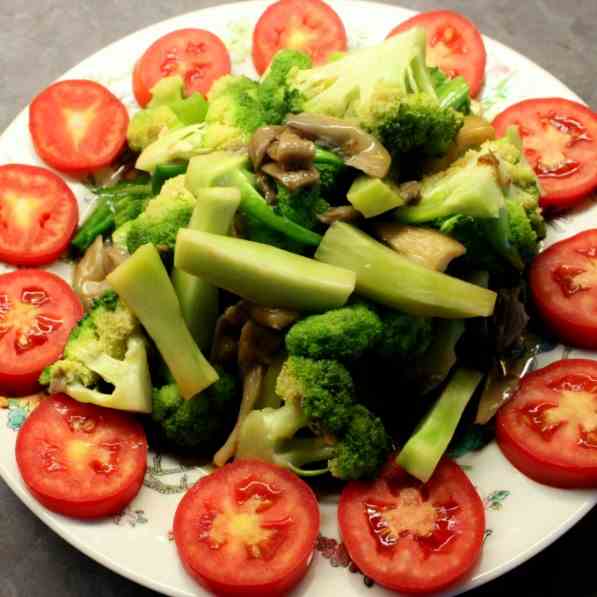 Chinese fried Broccoli w Oyster Mushroom