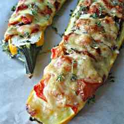 Beef and Asiago Stuffed Zucchini