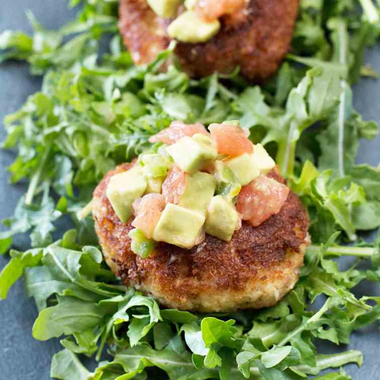 Crispy Crab Cakes w- Avocado - Grapefruit