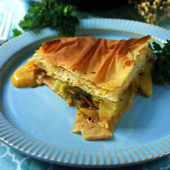 Spicy Potato and Leek Filo Pie